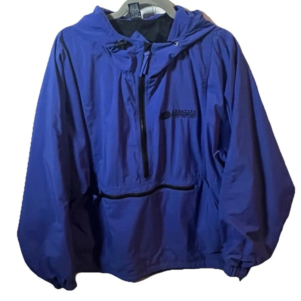 Vantage Windbreaker Men's Drawstring Hood & Hem Packable Into Front Zip Pocket